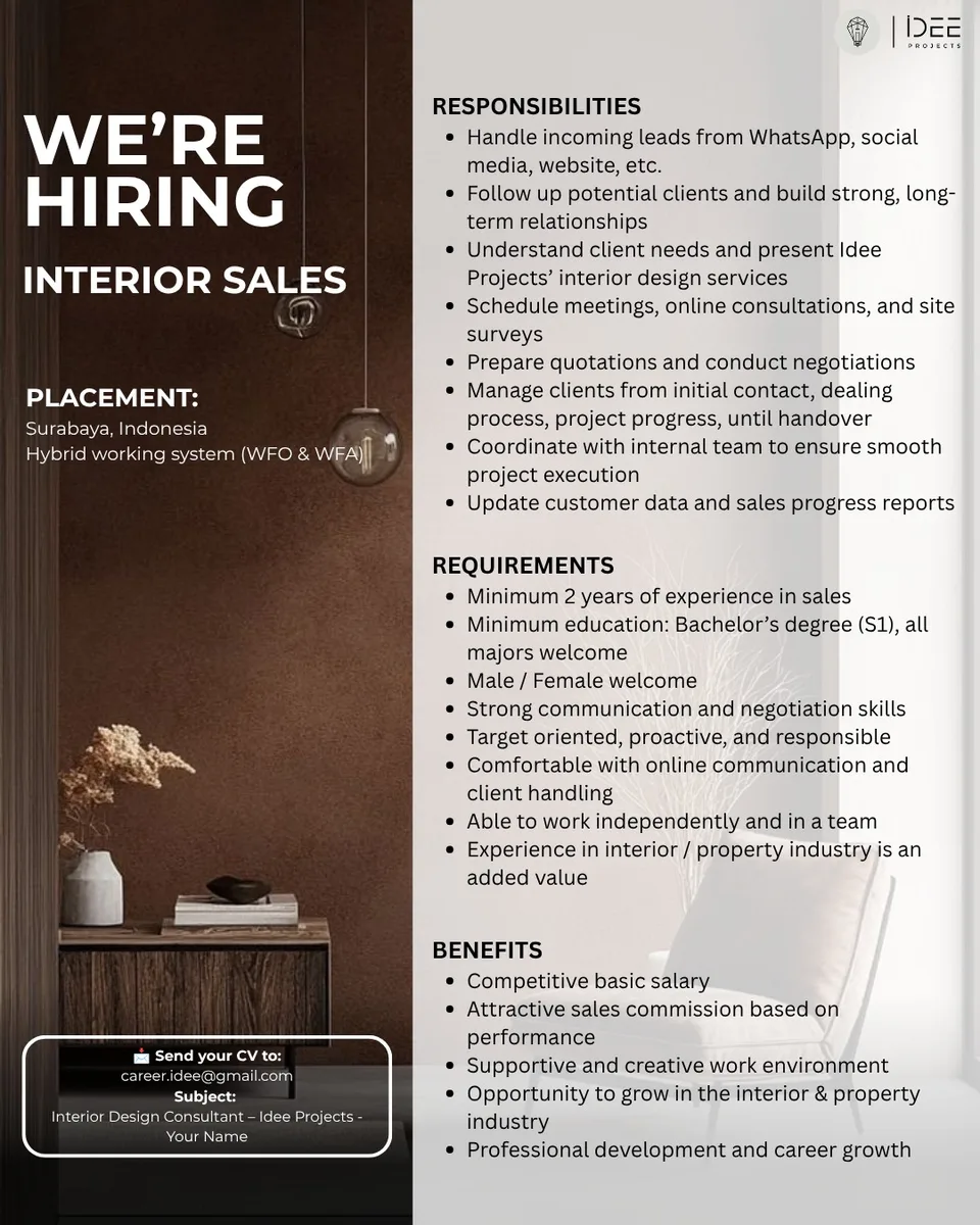Poster Interior Sales - Surabaya | Idee Projects 1