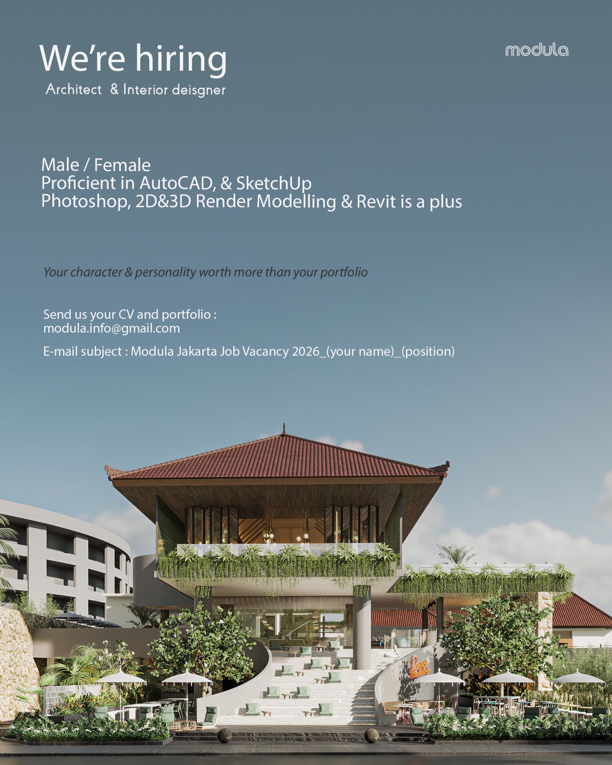 Poster Lowongan Architect & Interior Designer di Modula Studio Jakarta 1