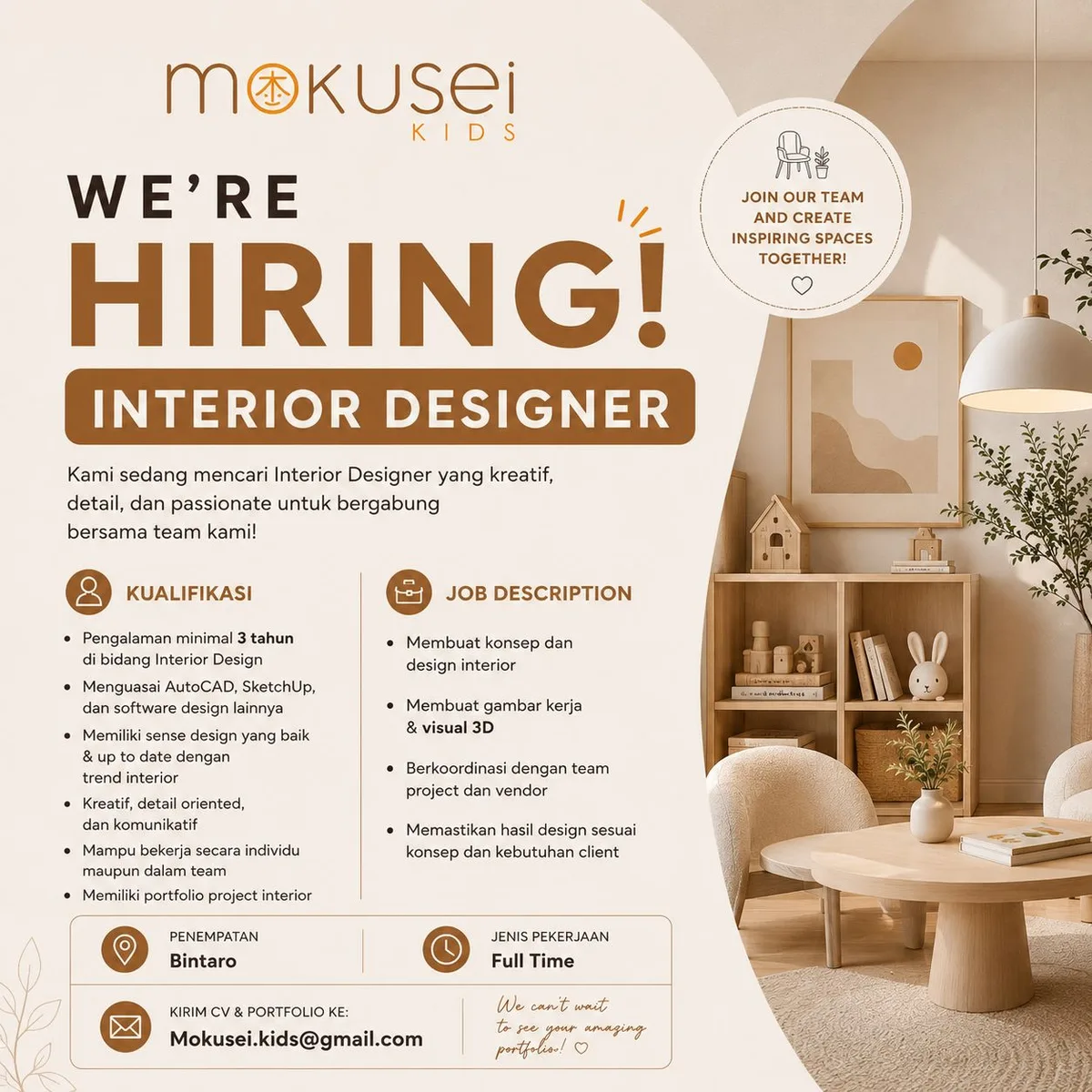 Poster Interior Designer - Tangerang | Mokusei Kids 1