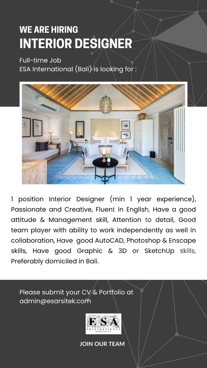 Poster Interior Designer - Bali | Esa International 1