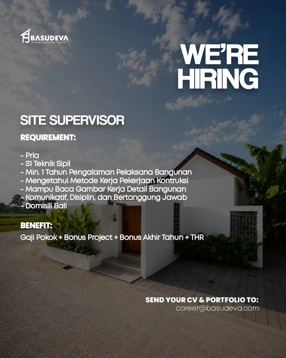Poster Site Supervisor - Bali | Basudeva Group 1