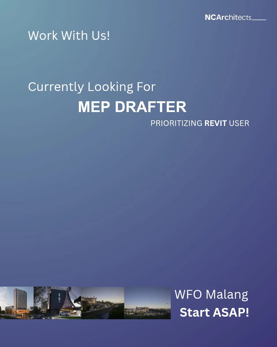 Poster lowongan MEP Drafter di NC Studio Malang
