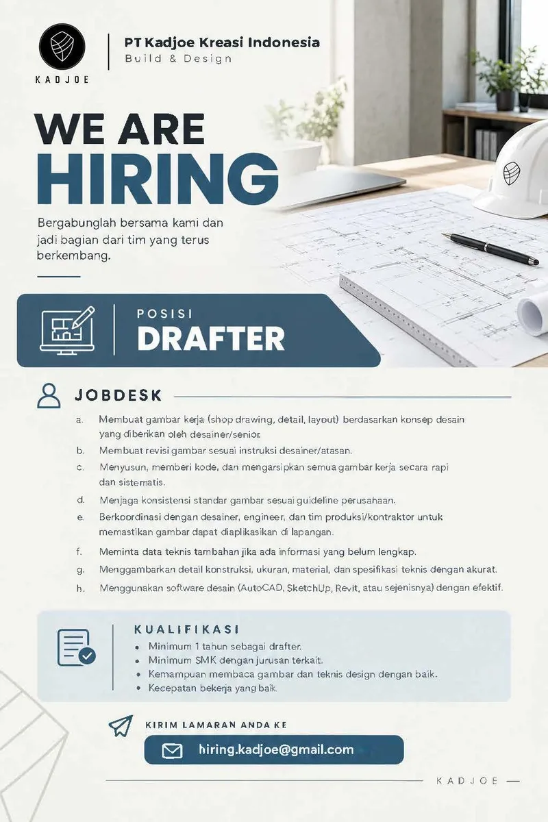Poster Drafter - Jakarta Barat | PT Kadjoe Kreasi Indonesia 1