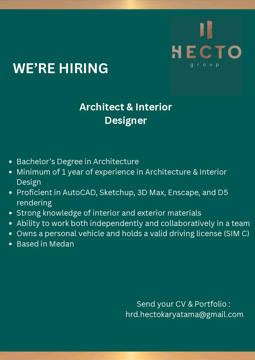 Poster Architect, Interior Designer - Medan | Hecto Group 1