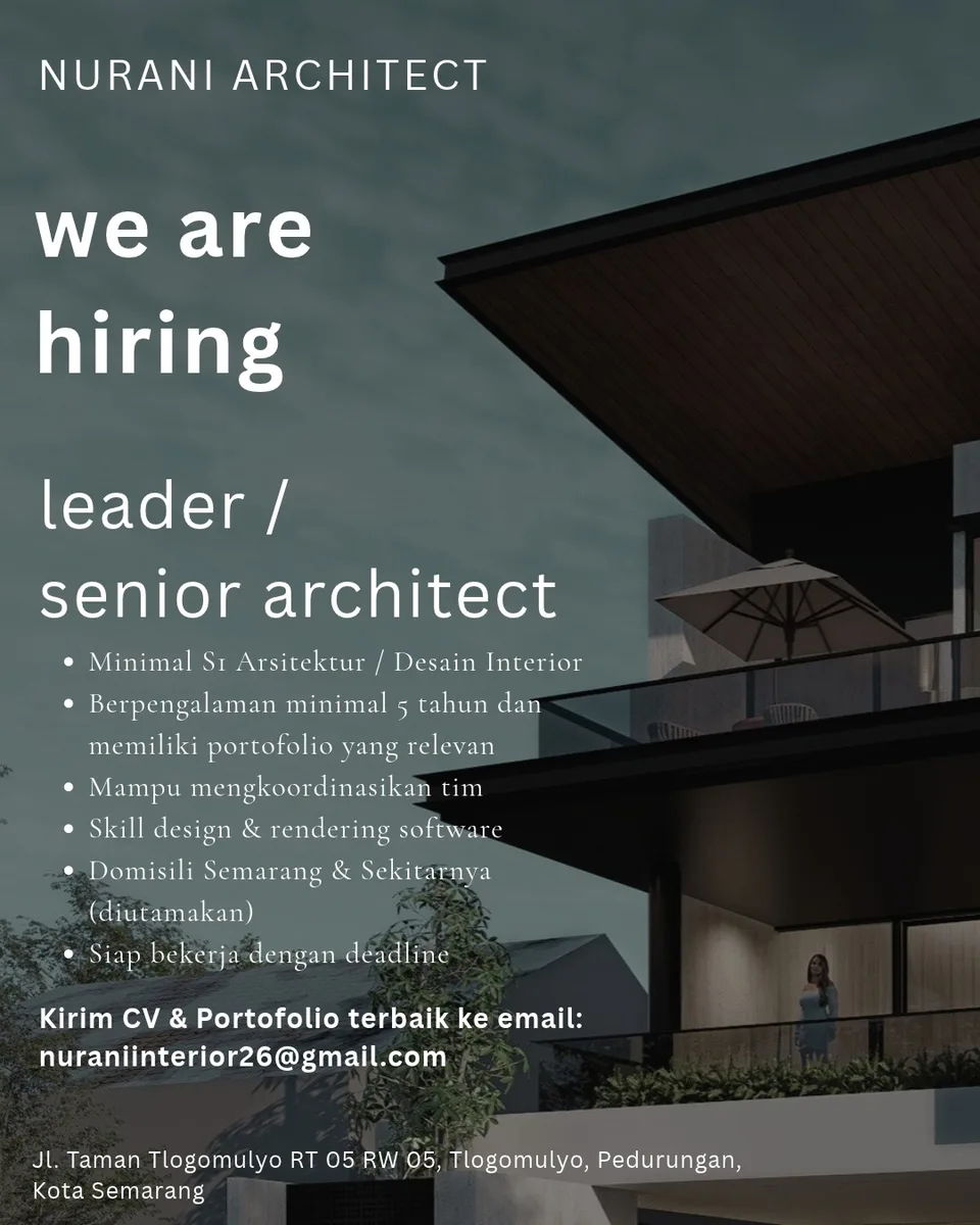 Poster Senior Architect - Semarang | Nurani Architect 1