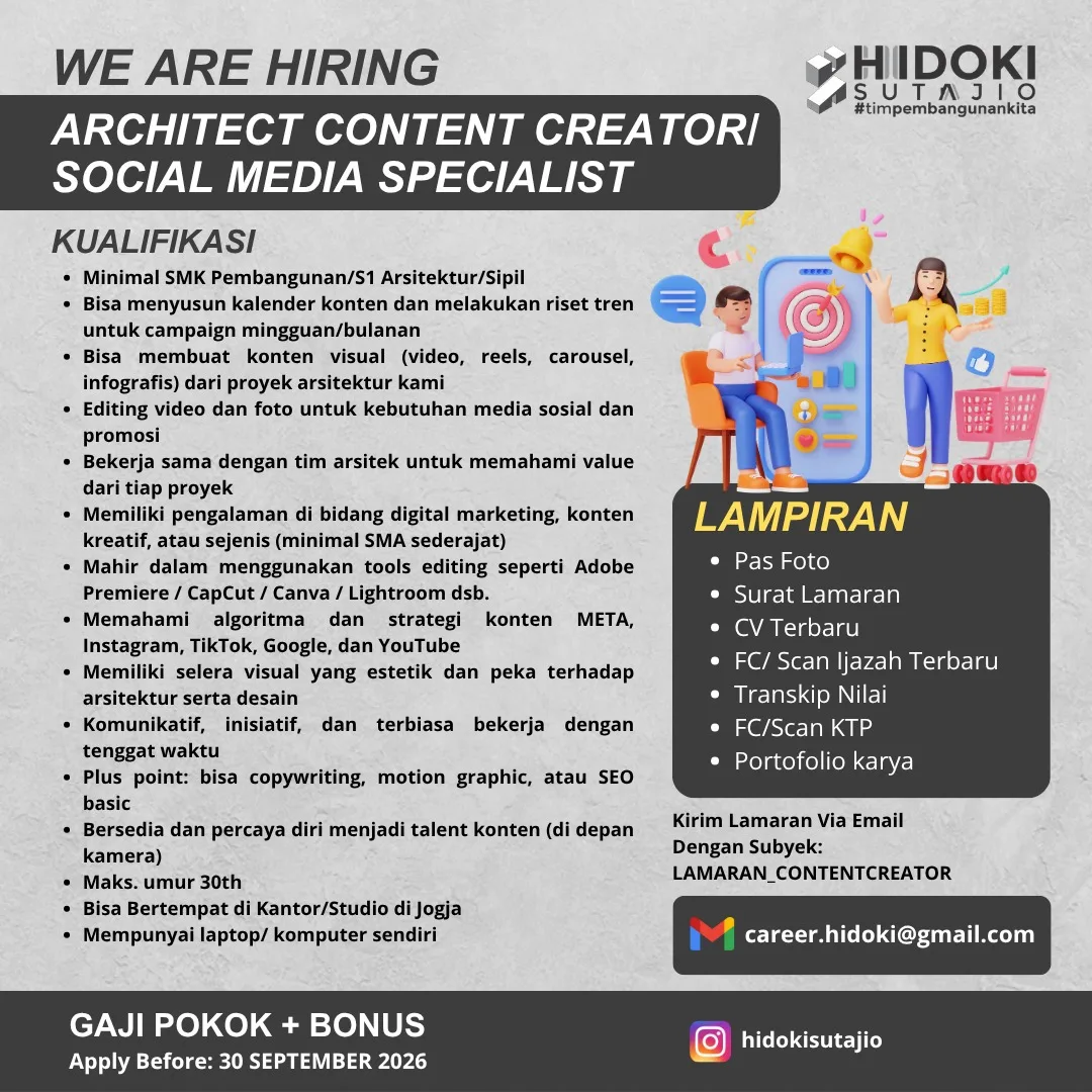 Poster Architect Content Creator Social Media Specialist- Jogja | Hidoki Sutajio 1