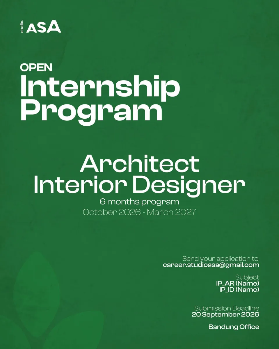 Poster Architect & Interior Designer Internship - Bandung | STUDIO ASA 1
