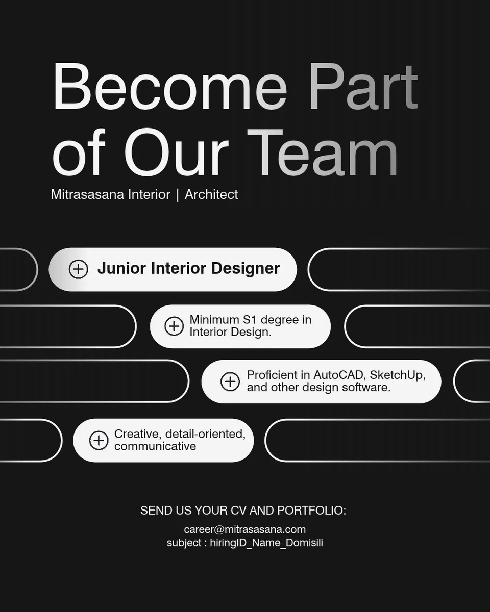 Poster Junior Interior Designer - Madiun | Mitrasasana 1