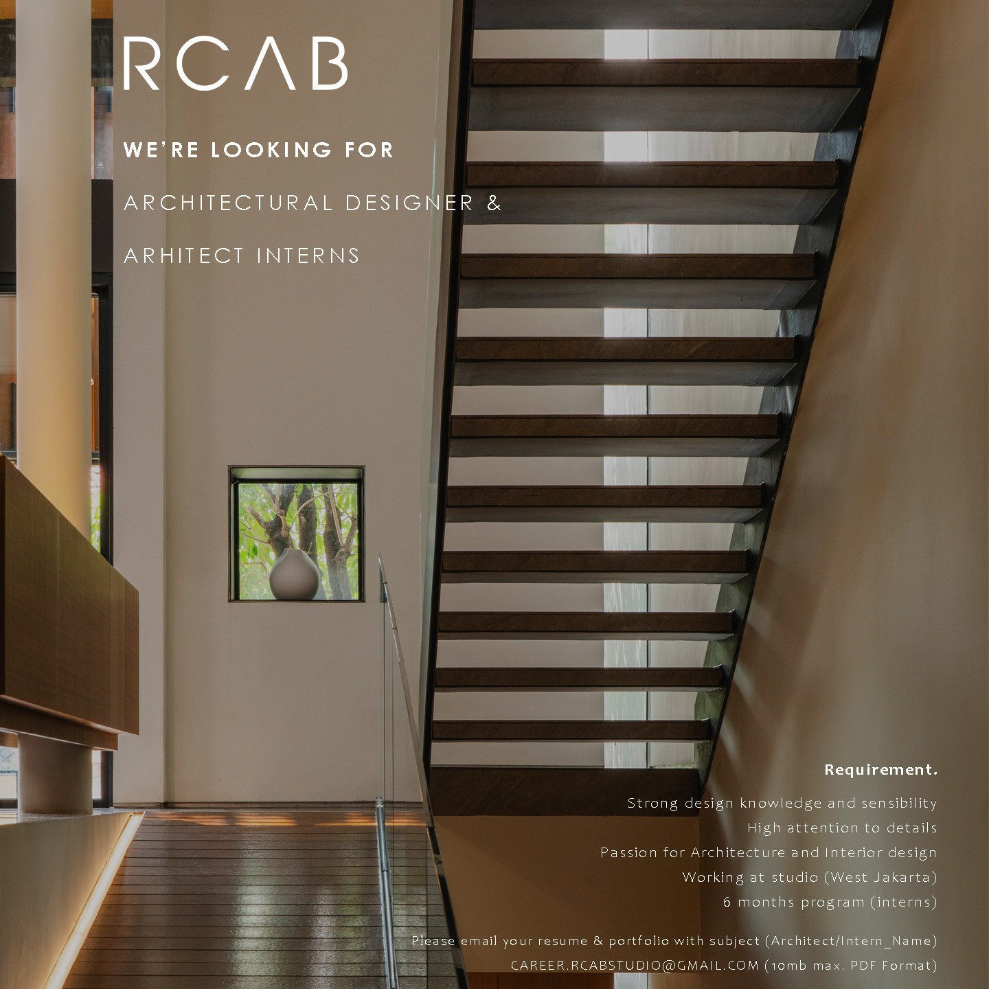 Poster Lowongan Architectural Designer & Architect Intern di RCAB Studio Jakarta