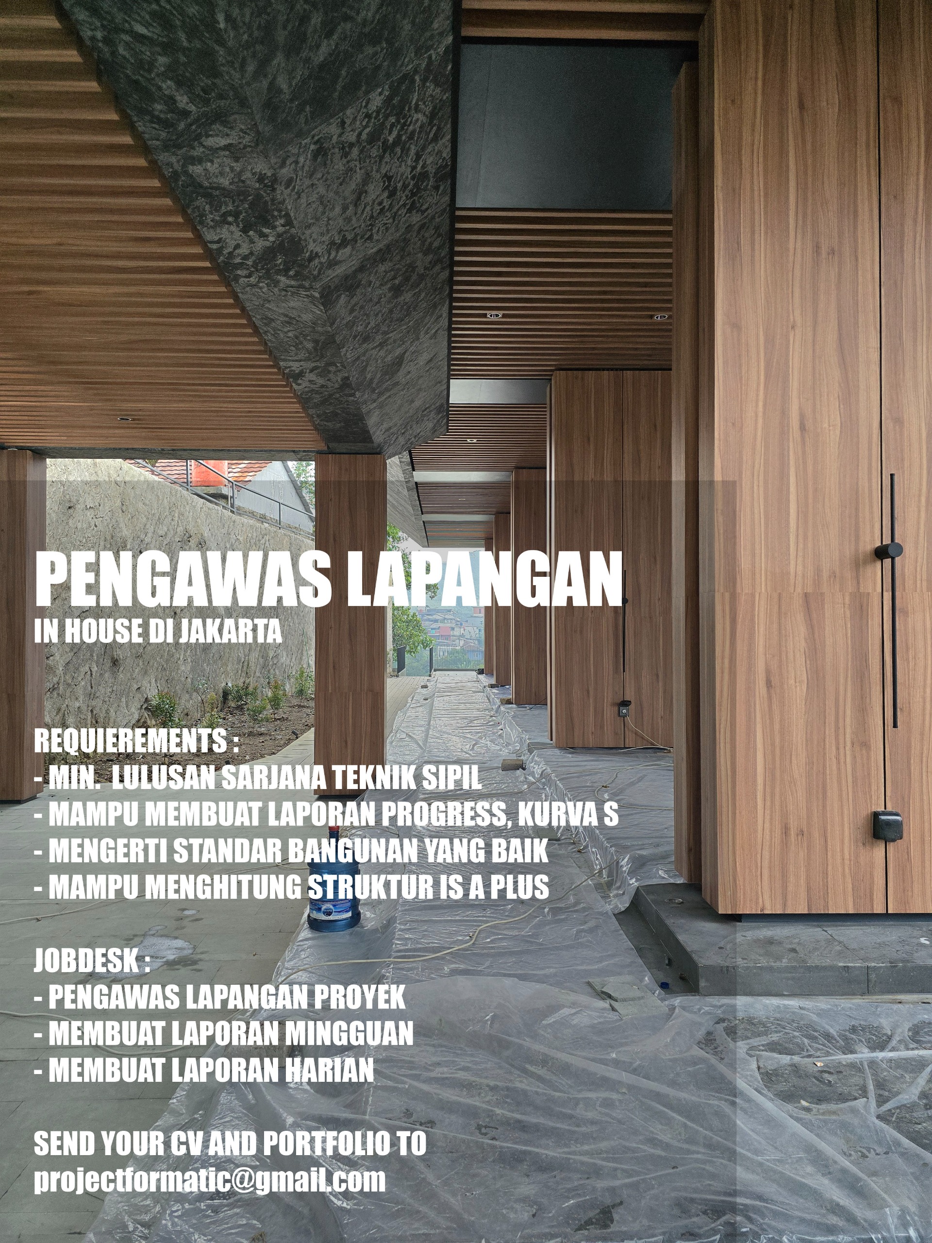 Poster Lowongan Pengawas Lapangan di Project Formatic Jakarta