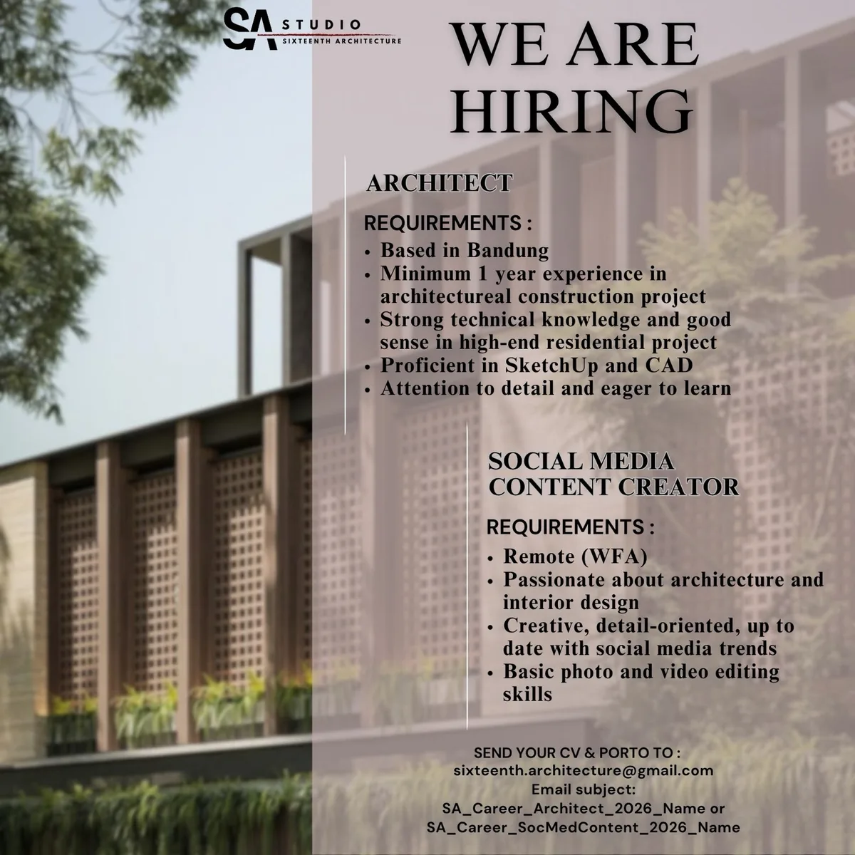 Poster Arsitek, Social Media Content Creator - Bandung | Sixteenth Architecture 1