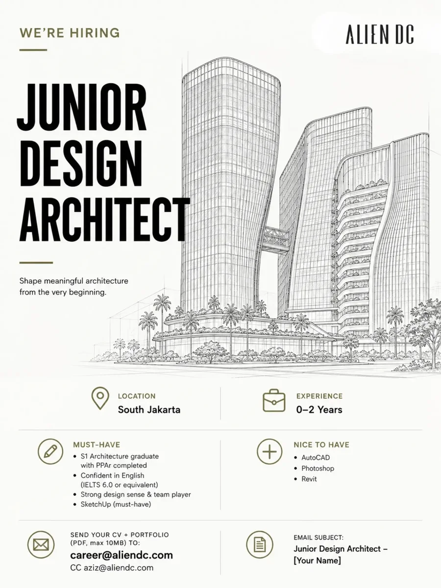 Poster Junior Design Architect - Jakarta | ALIEN DC 1