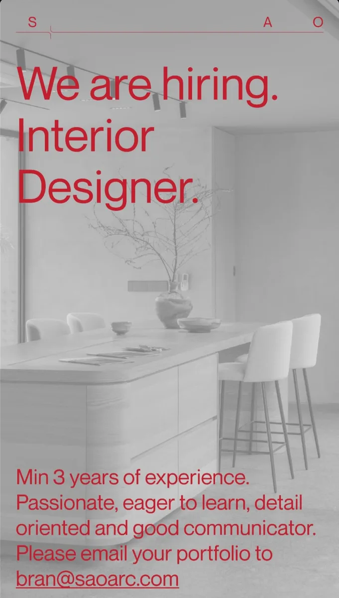 Poster Interior Designer - Adm. Jakarta Selatan | Studio SAO 1
