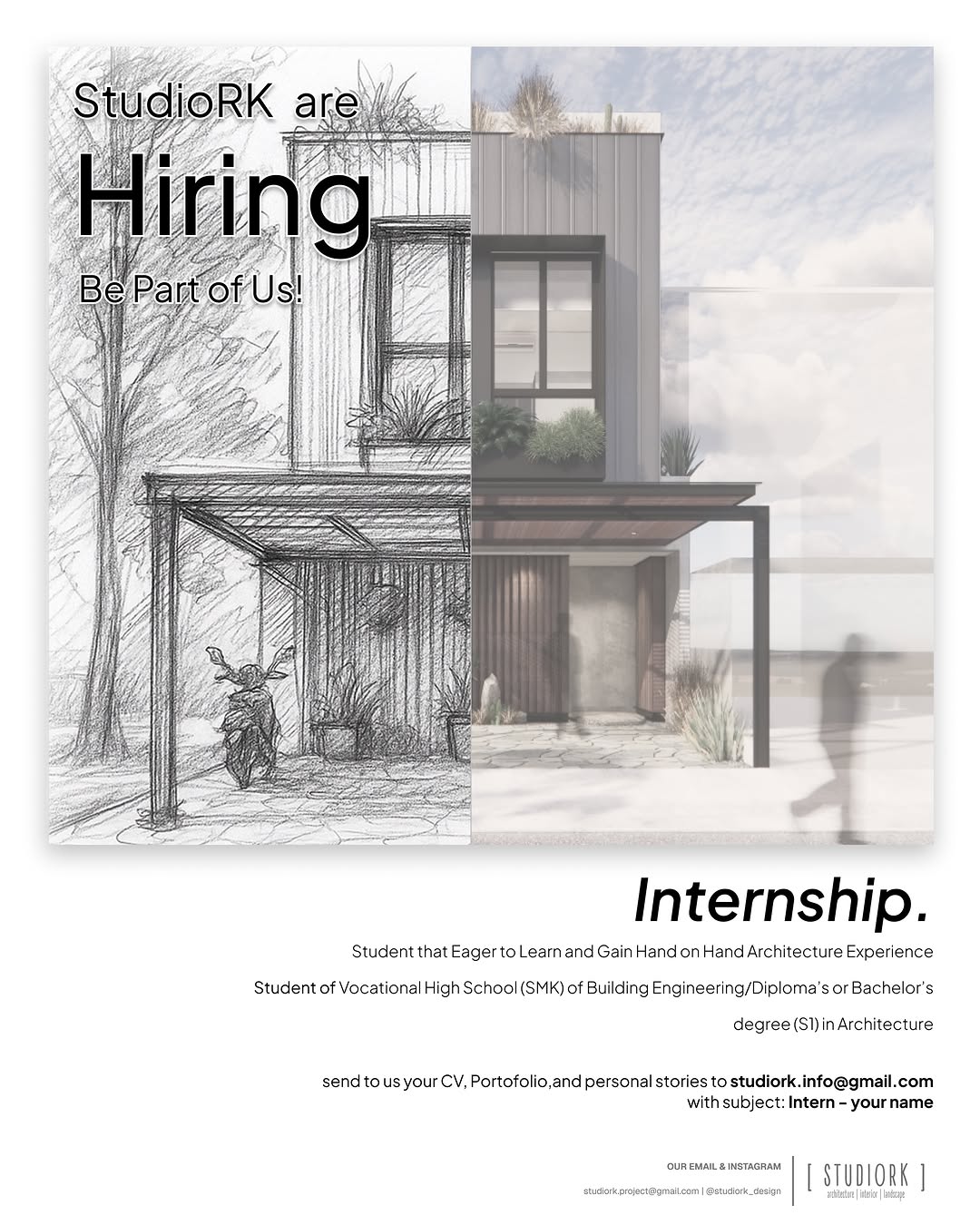 Poster Lowongan Magang Arsitektur di StudioRK