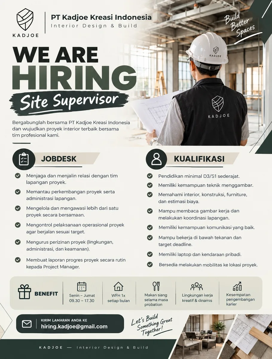 Poster Site Supervisor - Jakarta | PT Kadjoe Kreasi Indonesia 1