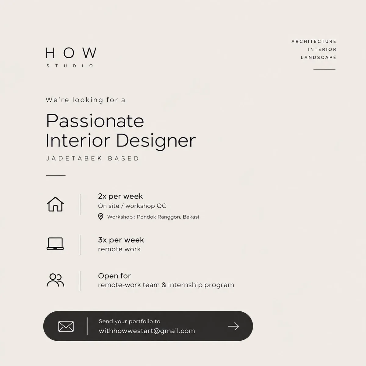 Poster Interior Designer - Jakarta Selatan | Howstudio 1