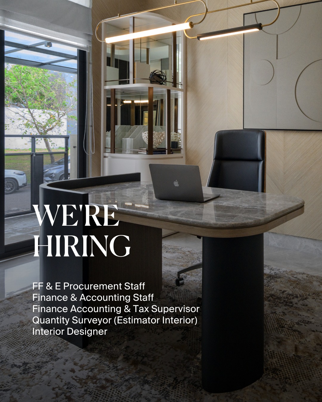 Poster Lowongan Interior Designer, Quantity Surveyor, Procurement, Finance & Accounting di Dplussign Studio Surabaya 1