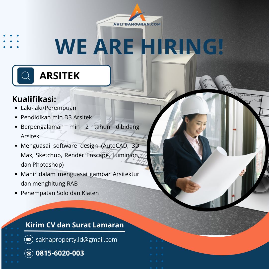 Poster Lowongan Arsitek di Ahlibangunan.com Solo