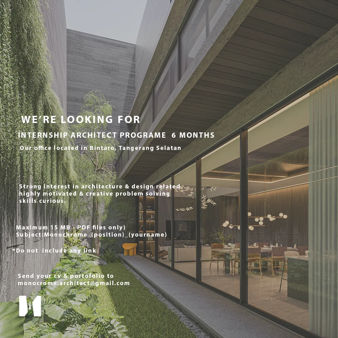 Poster lowongan Internship Architect di Monochrome Studio Tangerang Selatan