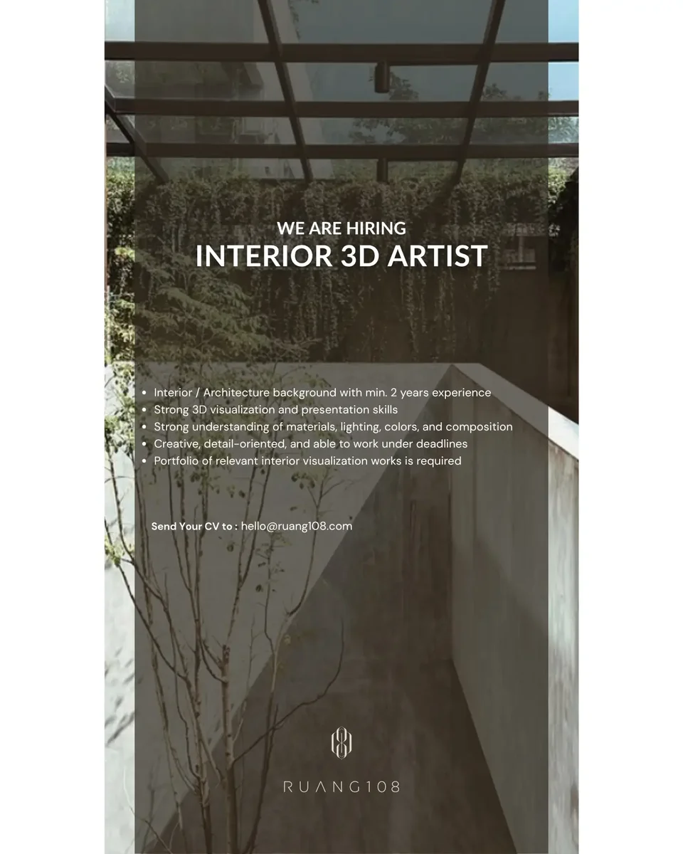 Poster Interior 3D Artist, Intern - Jakarta | RUANG 108 1