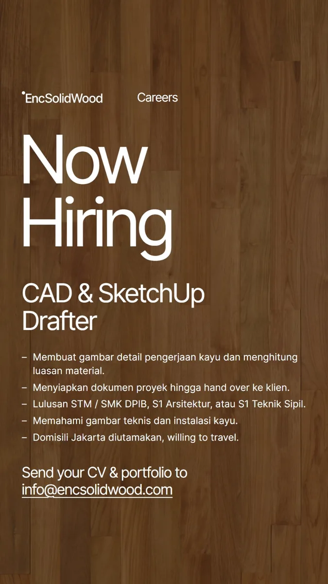 Poster CAD & SketchUp Drafter - Jakarta Selatan | EncSolidWood 1