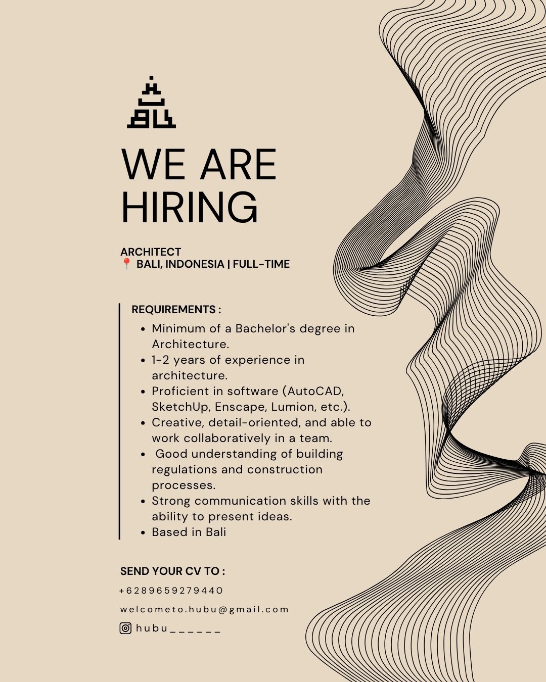 Poster Lowongan Arsitek di Hubu Bali