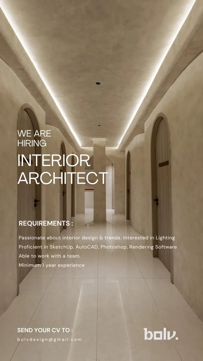 Poster Lowongan Interior Architect di Bolv Design Studio 1