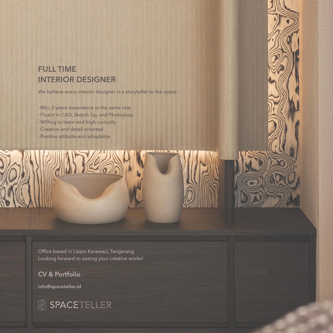Poster Lowongan Interior Designer di Spaceteller Tangerang