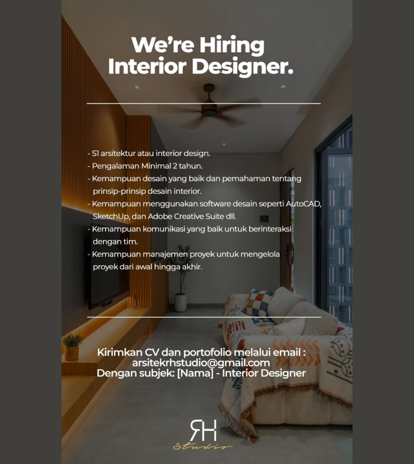 Poster Lowongan Interior Designer di RH Studio