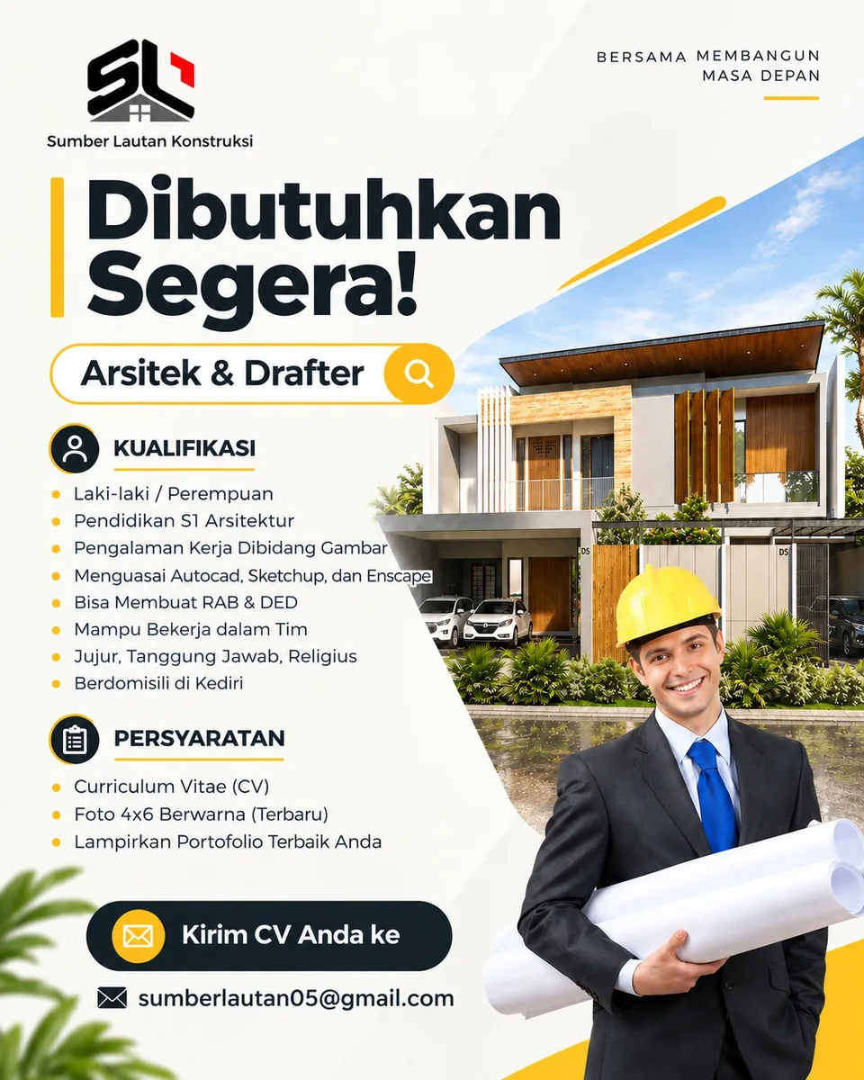 Poster Arsitek & Drafter - Kediri | Slk Kontraktor Kediri 1