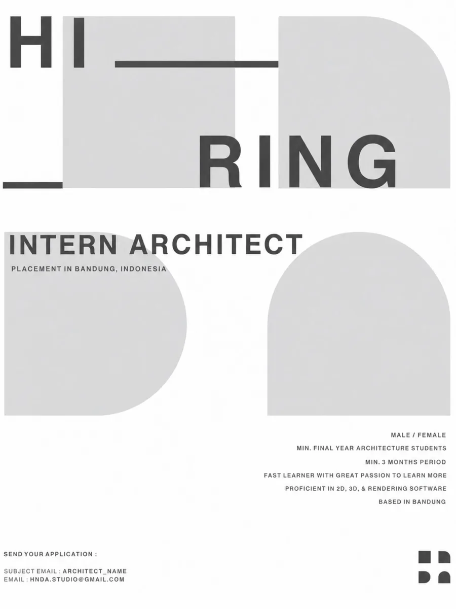 Poster Intern Architect - Bandung | HNDA Studio 1