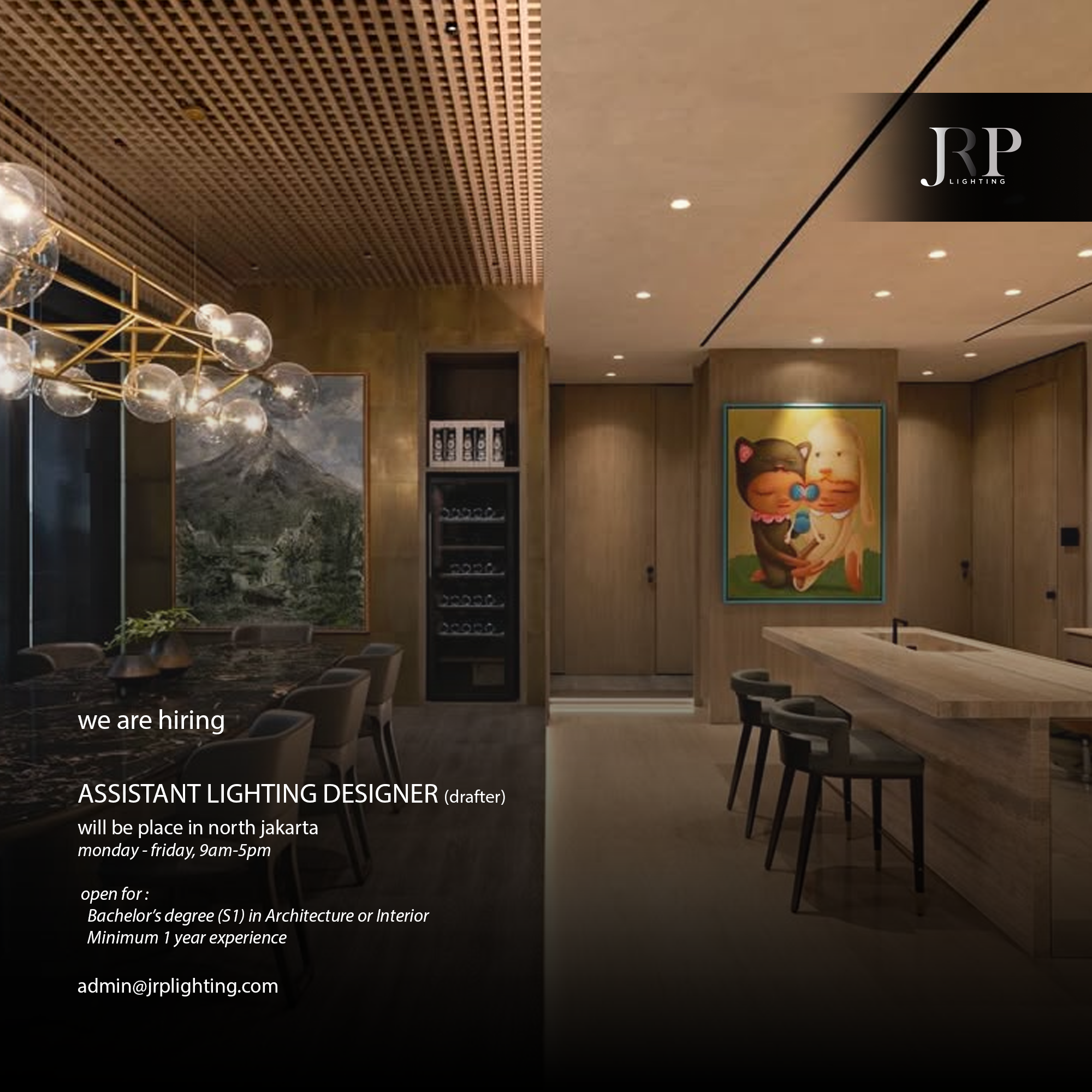 Poster ASSISTANT LIGHTING DESIGNER (drafter) di Jrp Lighting 1