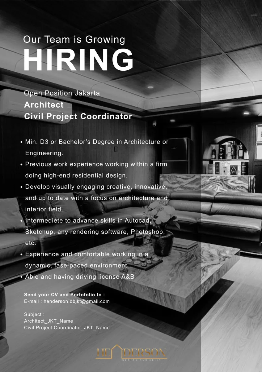 Poster Architect, Civil Project Coordinator - Jakarta | Henderson Design 1