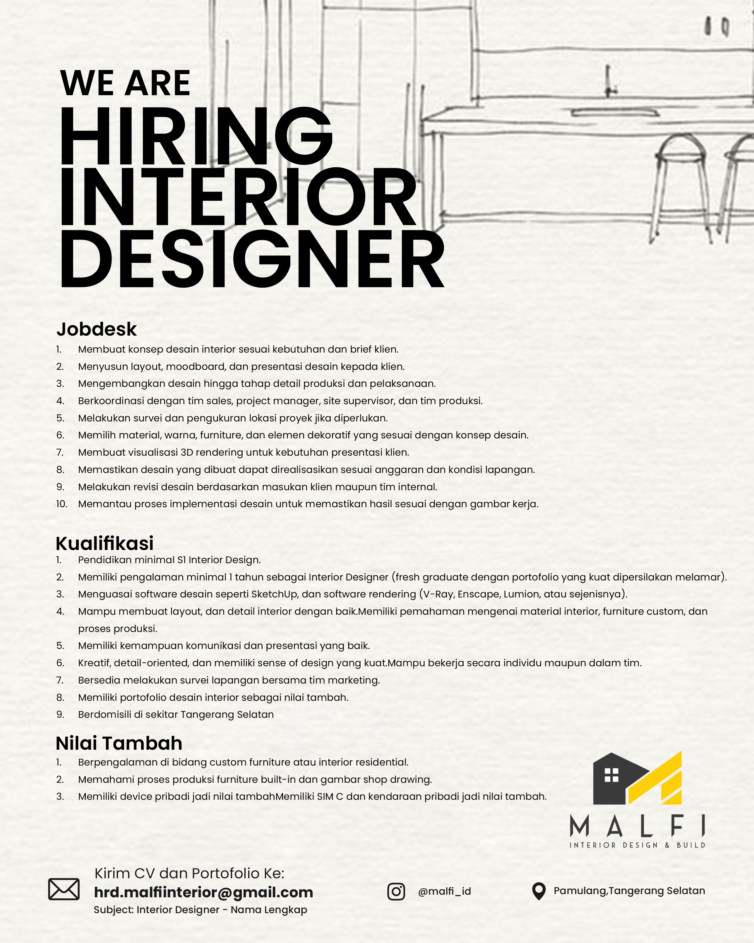 Poster Interior Designer di PT Malfi Tridi Indonesia 1