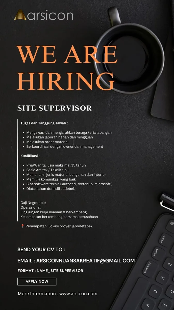 Poster Site Supervisor - Depok | PT Arsicon Nuansa Kreatif 1