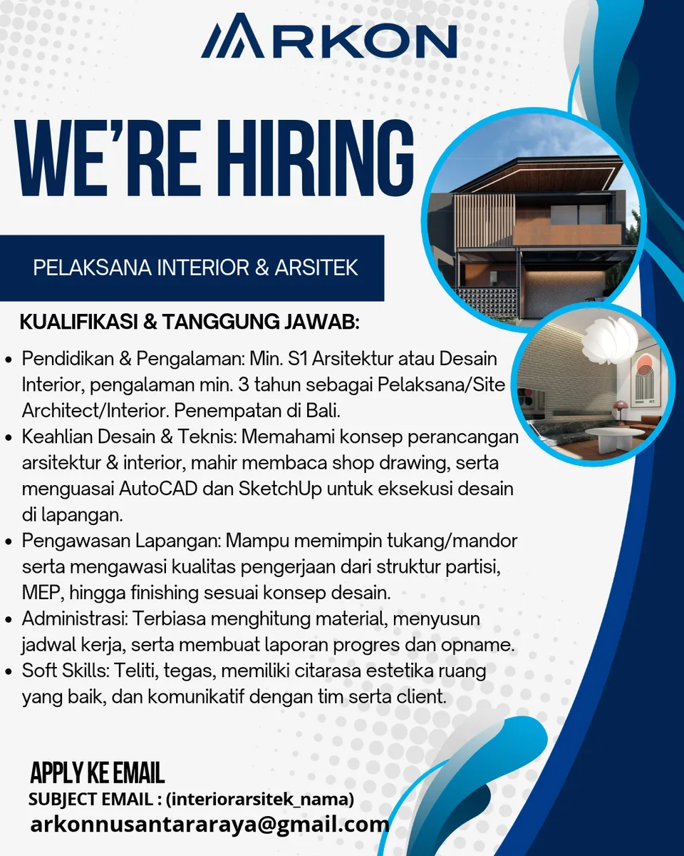 Poster Pelaksana Interior & Arsitek - Badung | Arkon  Nusantara Raya 1