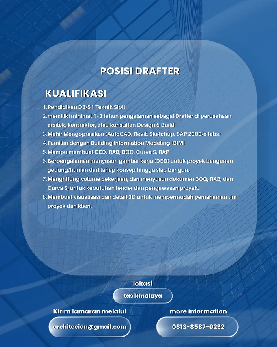 Poster Site Manager, Architect, Drafter - KAB. TASIKMALAYA | Architec Idn 4