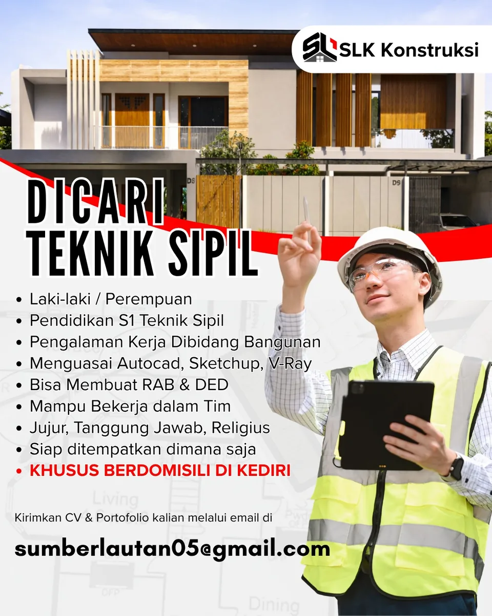 Poster Drafter, Arsitek, Teknik Sipil - Kediri | Slk Kontraktor Kediri 2