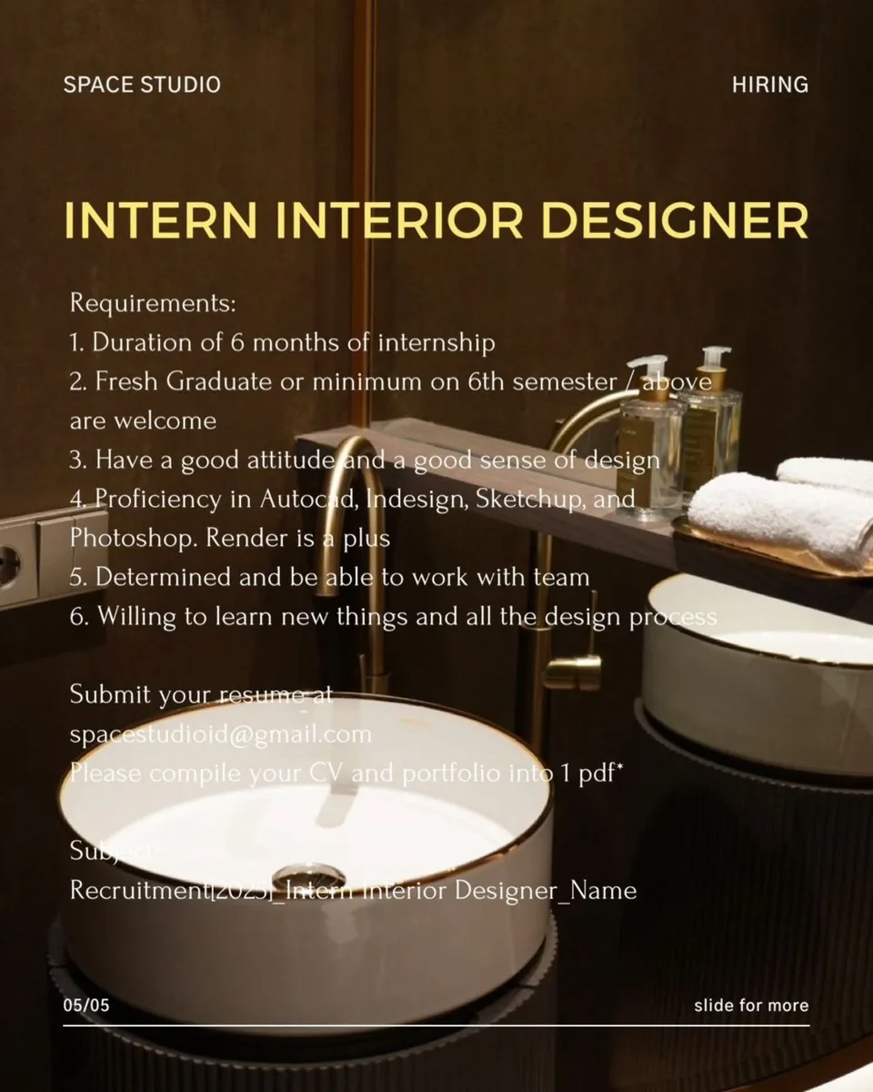 Poster lowongan Intern Architect di Space Studio Jakarta 2