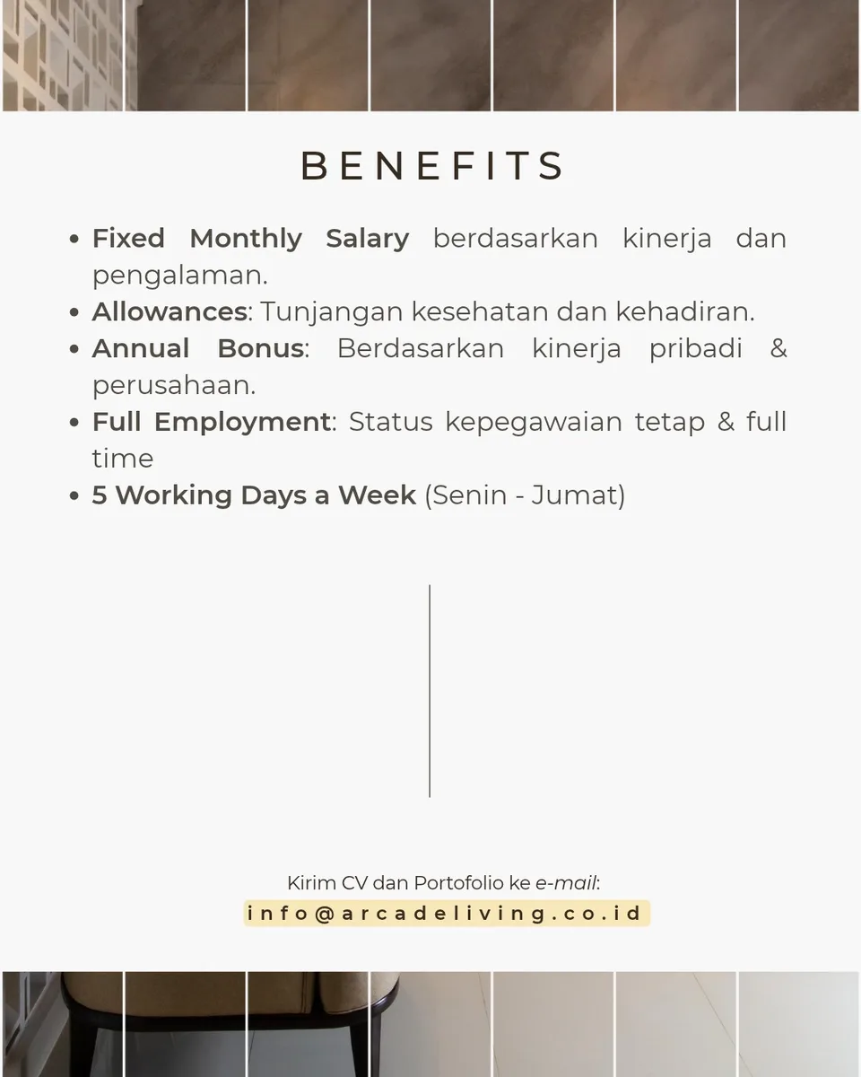 Poster lowongan Arsitek di Arcade Living Tangerang Selatan 4
