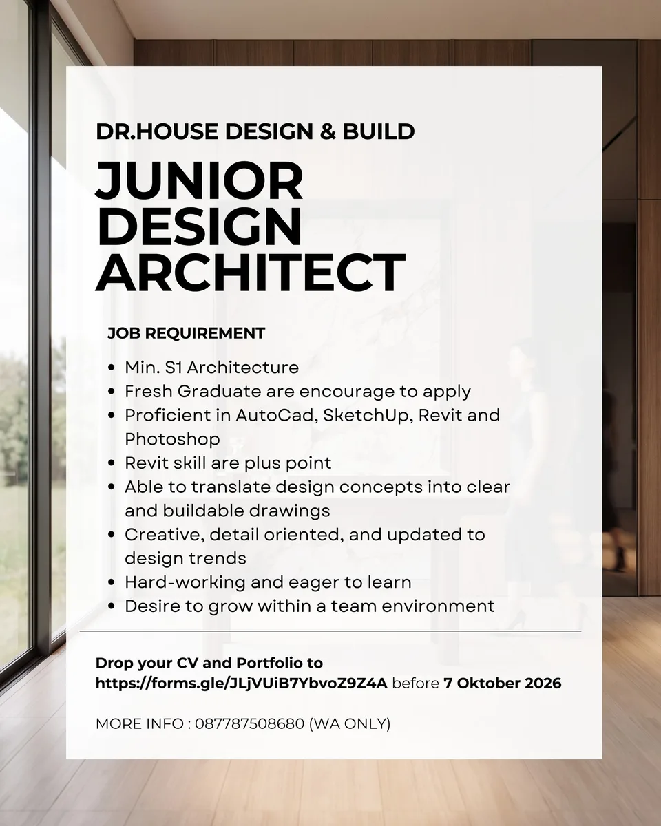 Poster Junior Design Architect - Surabaya | Drhouse Id 2