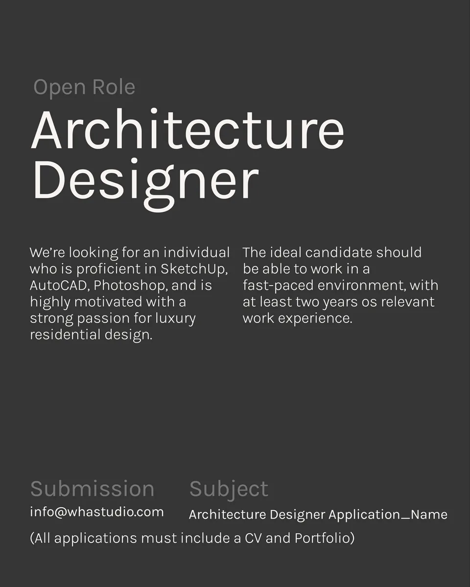 Poster Architecture Designer, Interior Designer - Surabaya | WHA Studio 2