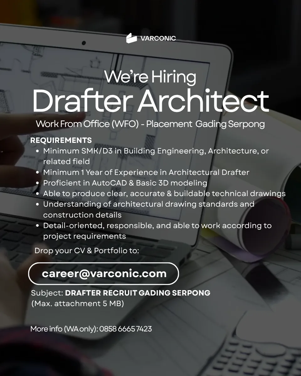 Poster Junior Architect - Tangerang | Varconic Architecture Interior 2