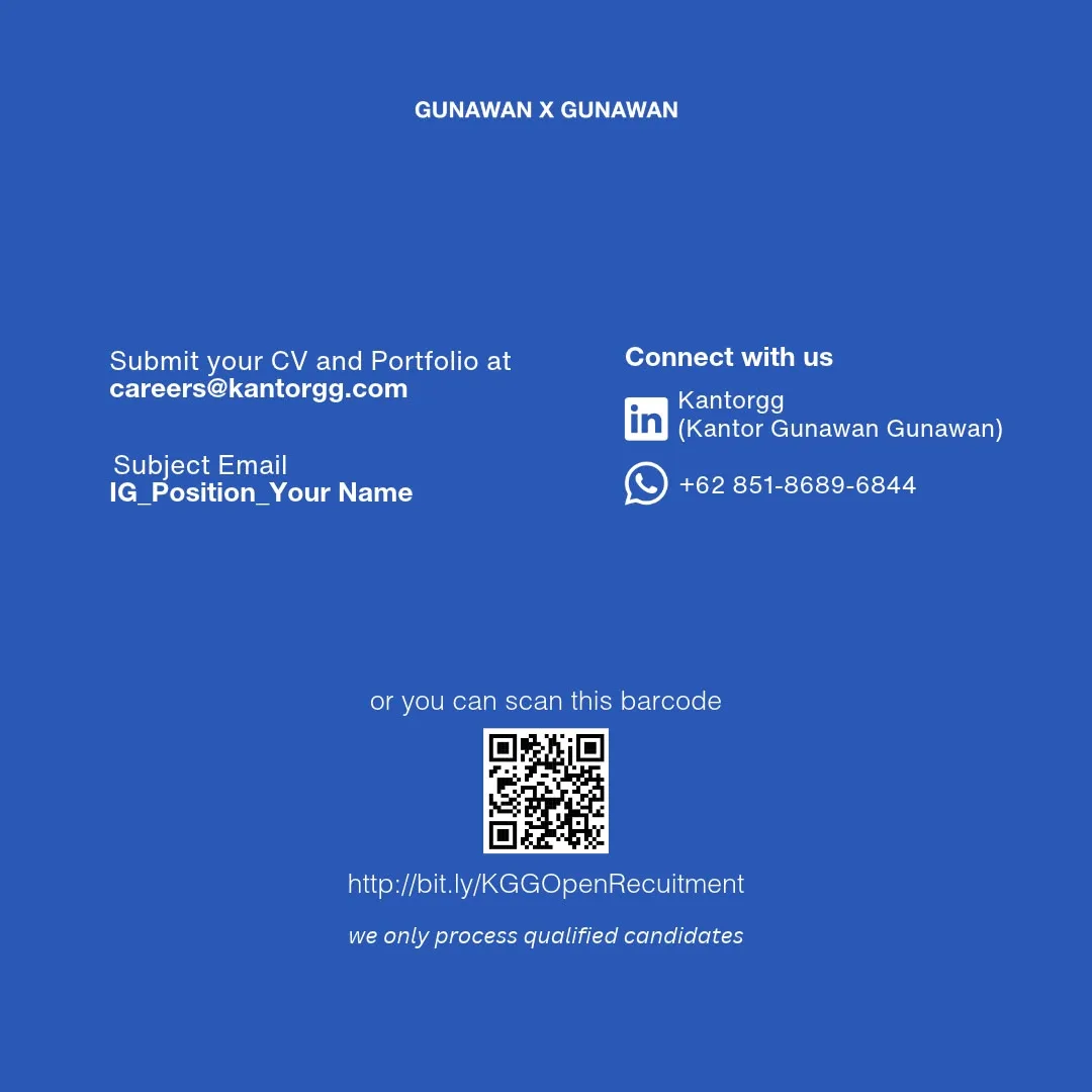 Poster Interior Designer, Architect Designer, Project Delivery Coordinator, Internship Interior Designer, Internship Architect Designer - Jakarta | Kantor Gunawan Gunawan 7