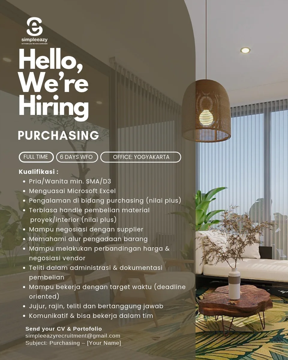 Poster Supervisi Interior, Purchasing - Yogyakarta | Desainer Simple 2