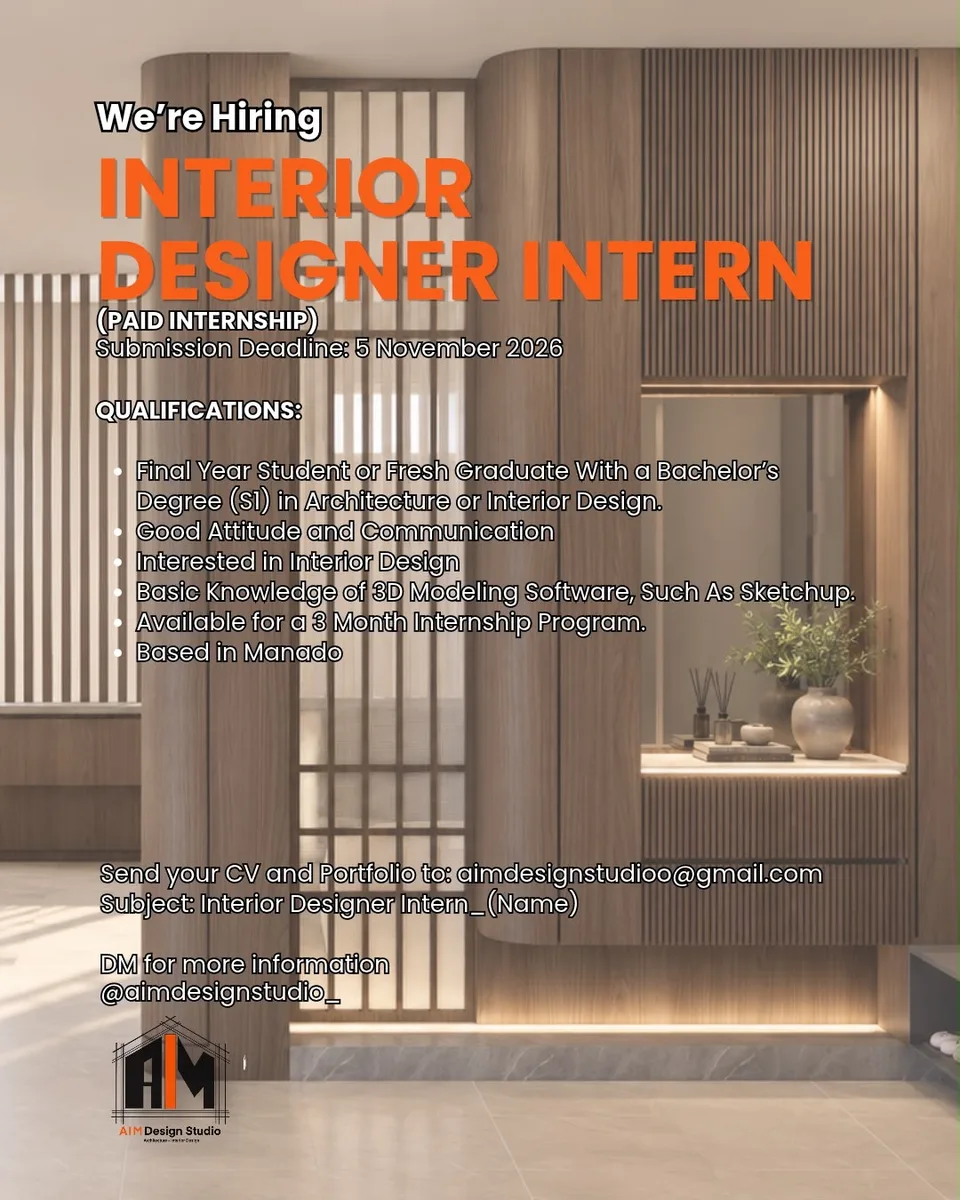Poster lowongan Interior Designer di Aimdesignstudio Manado 2
