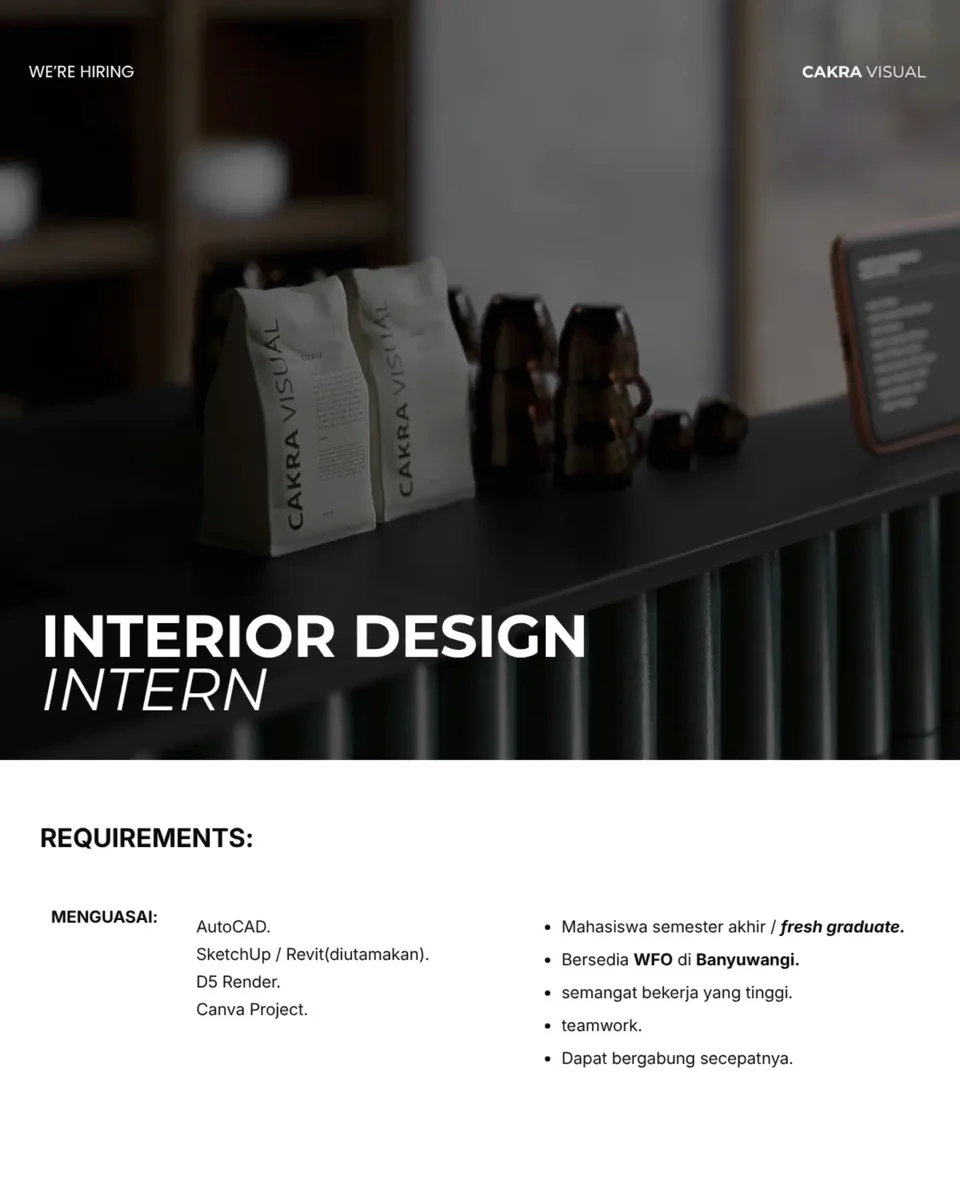 Poster Civil Engineer, Jr. Architect, Interior Design Intern - Banyuwangi | Cakravisual 4