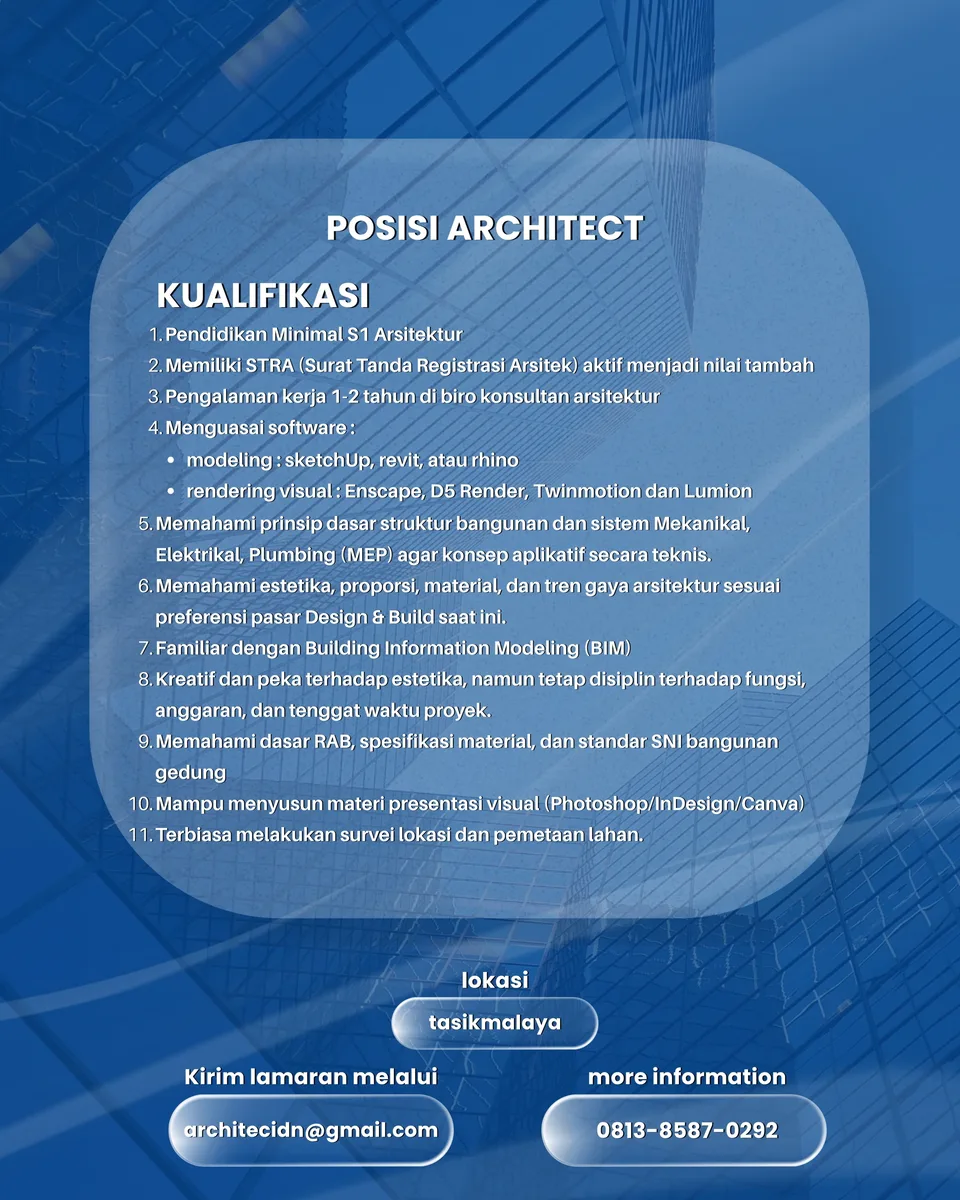 Poster Site Manager, Architect, Drafter - KAB. TASIKMALAYA | Architec Idn 3
