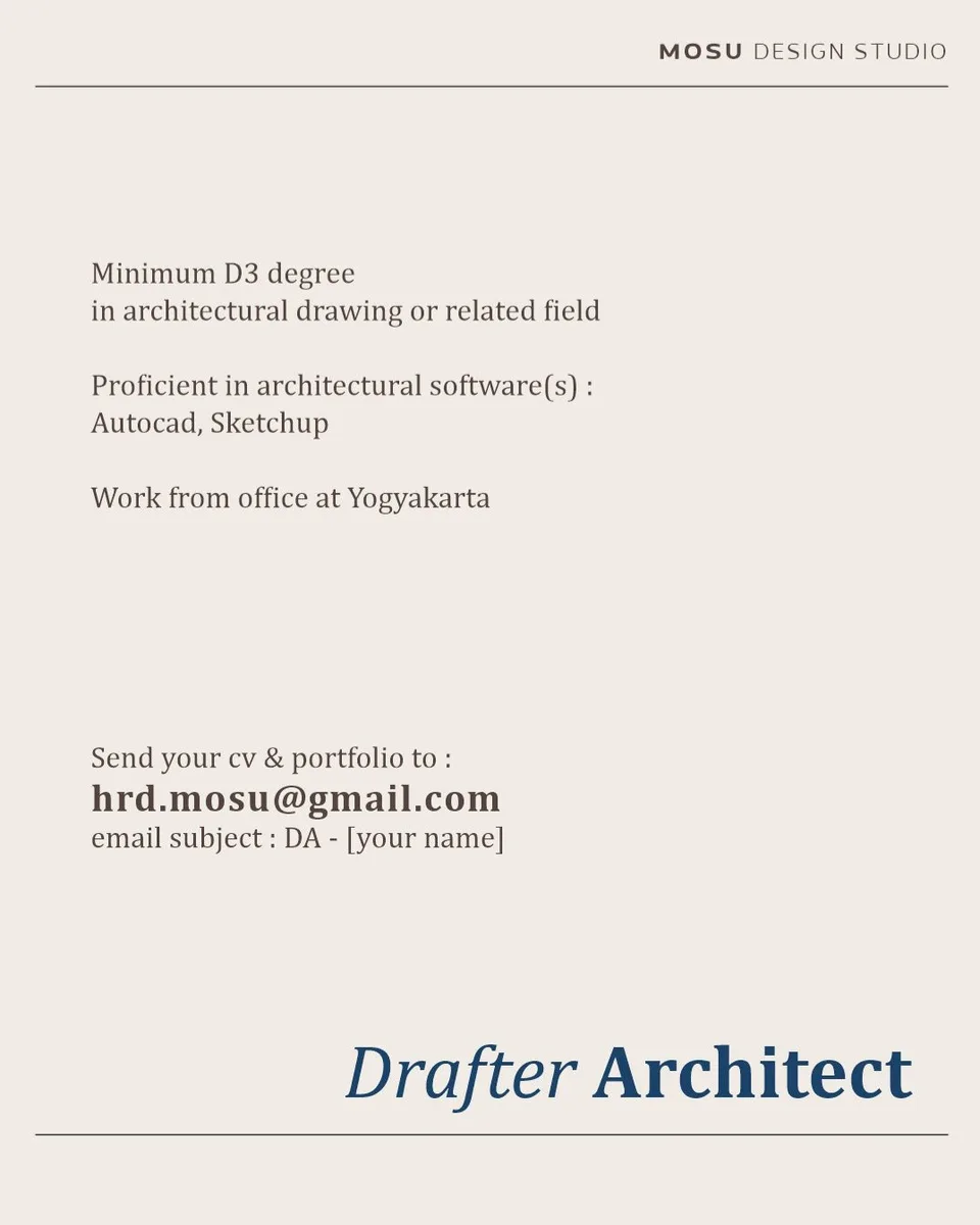 Poster Intern, Junior, Drafter - Sleman | MOSU Design Studio 4