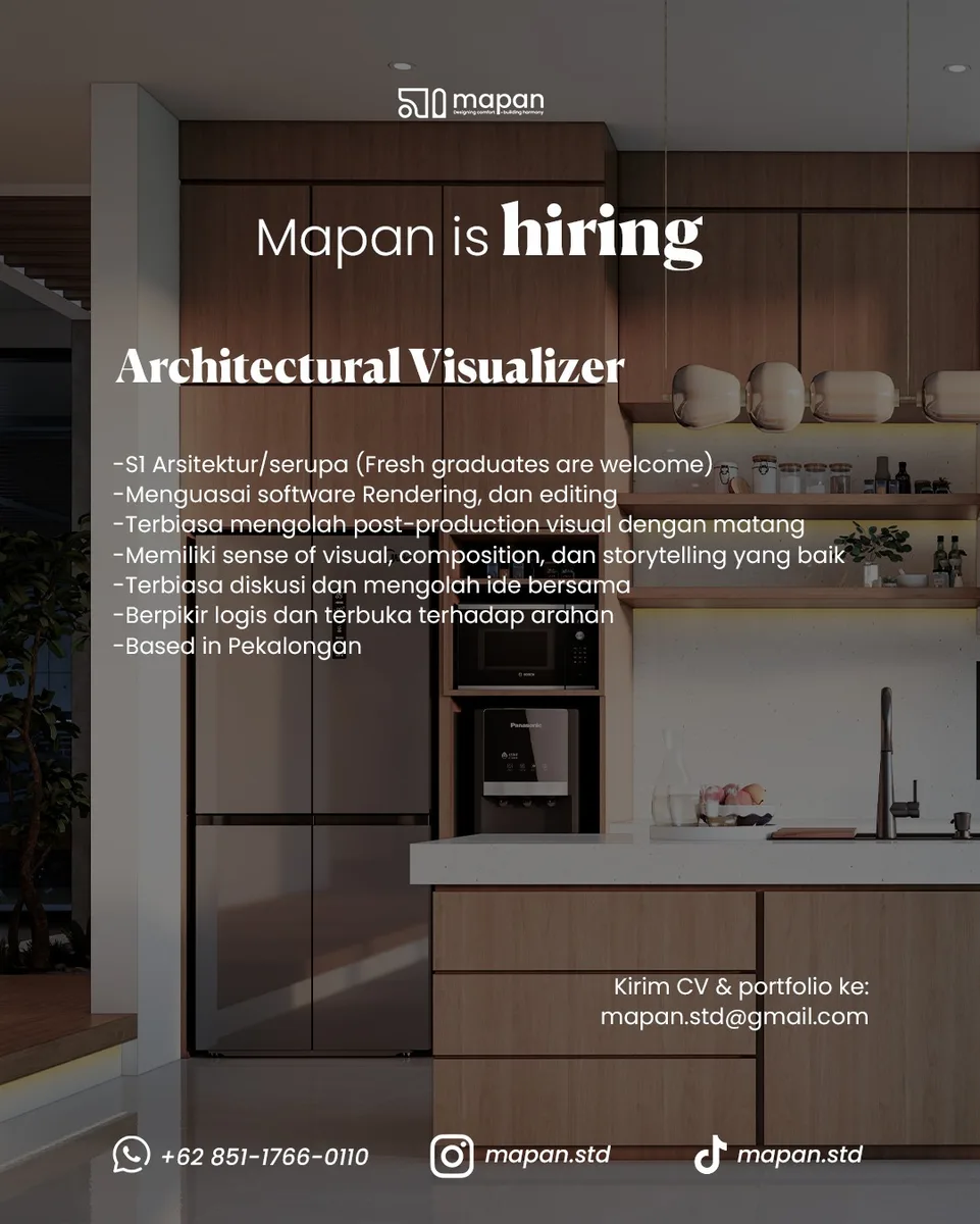 Poster Architectural Visualizer, Project Assistant - Pekalongan | Mapan Studio 3